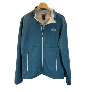 North Face Jacket Men's size L ‎ Blue Fleece Lined Zip Up lightweight softshell